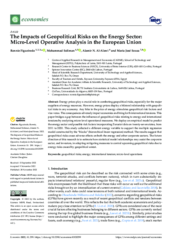 (PDF) The Impacts of Geopolitical Risks on the Energy Sector: Micro ...