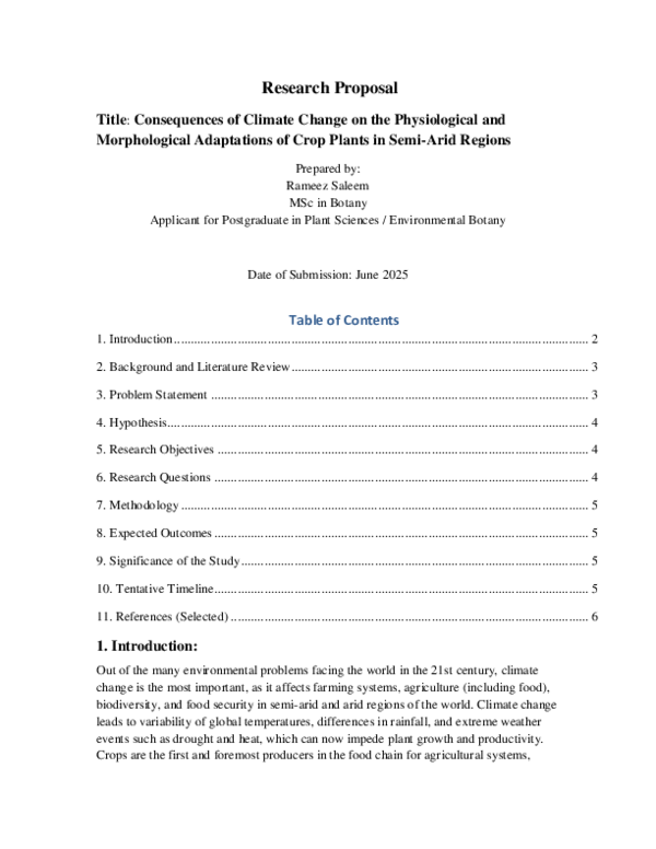(PDF) Consequences of Climate Change on the Physiological and ...