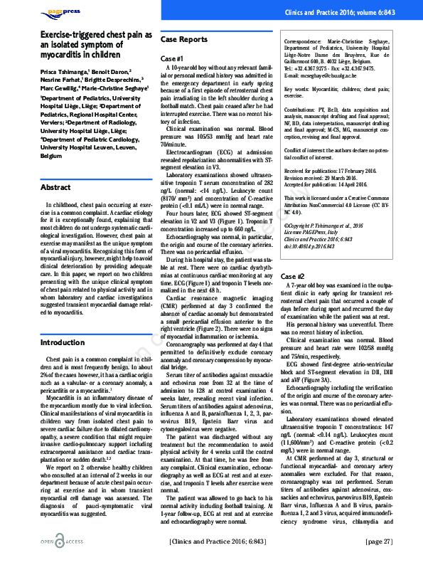 (PDF) Exercise-triggered chest pain as an isolated symptom of ...