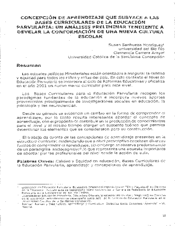 (PDF) Concepción de aprendizaje que subyace a las bases curriculares de ...