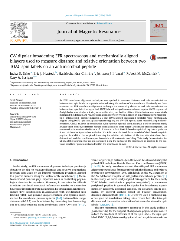 (PDF) CW dipolar broadening EPR spectroscopy and mechanically aligned ...