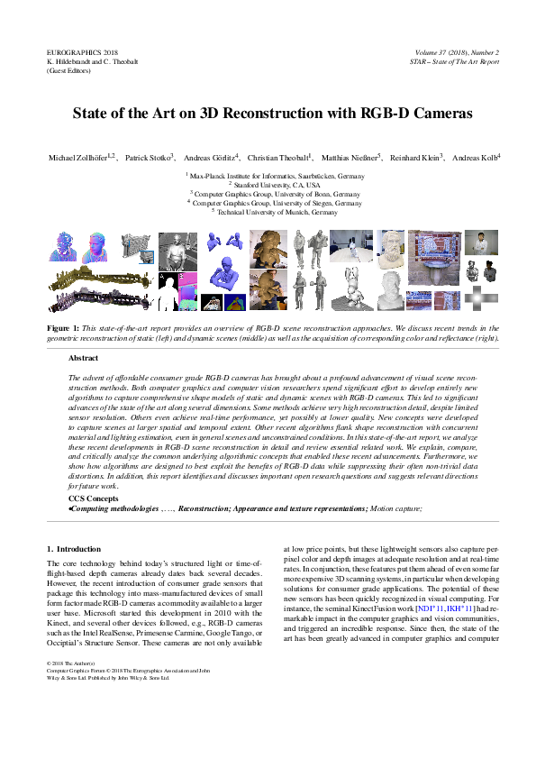 (PDF) State of the Art on 3D Reconstruction with RGB‐D Cameras