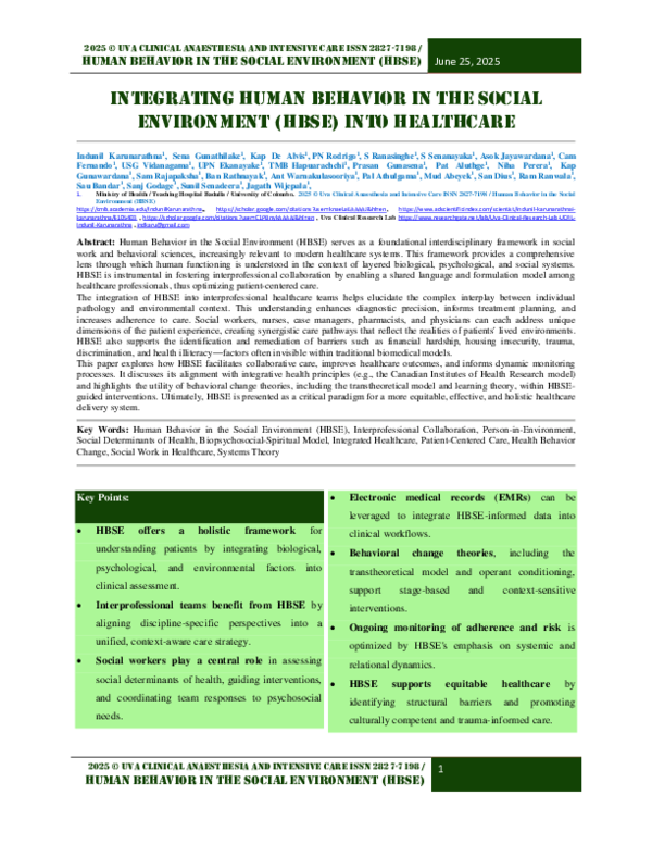 (PDF) Integrating Human Behavior in the Social Environment (HBSE) into ...