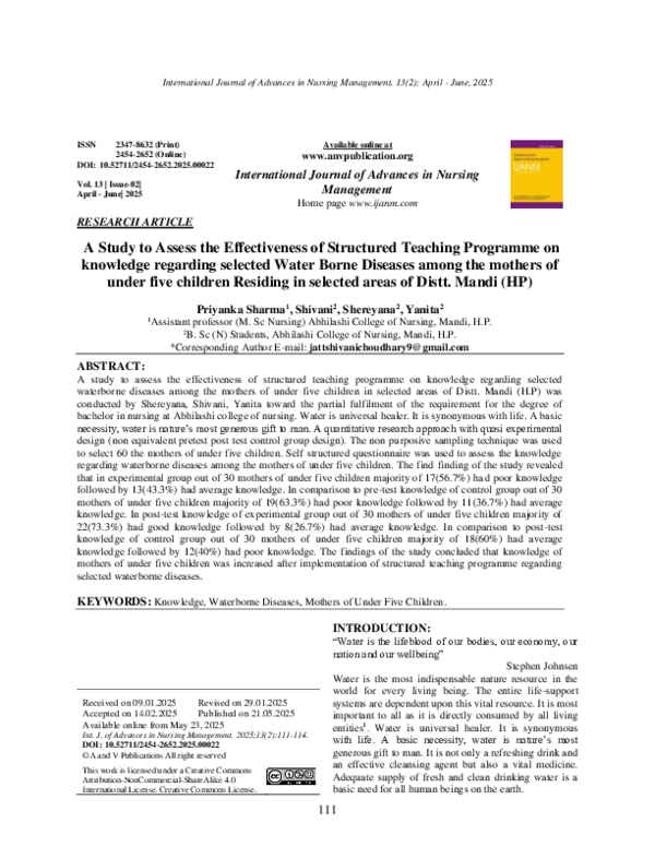 (PDF) A Study to Assess the Effectiveness of Structured Teaching ...