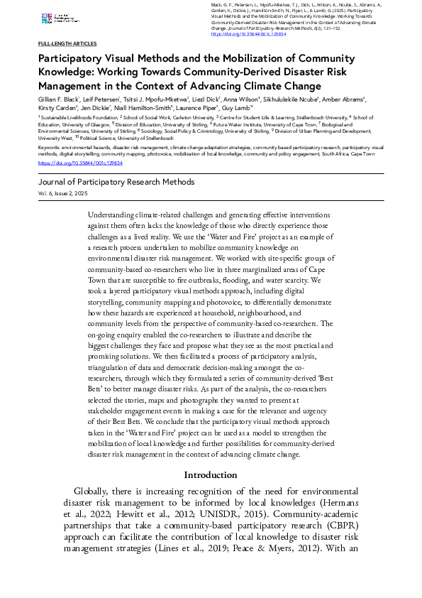 (PDF) Participatory Visual Methods and the Mobilization of Community ...