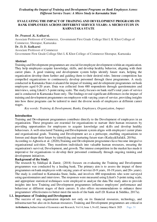 (PDF) Evaluating the Impact of Training and Development Programs on ...