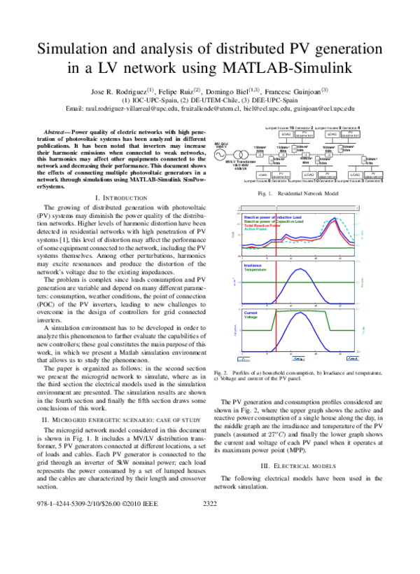 (PDF) Simulation and analysis of distributed PV generation in a LV ...