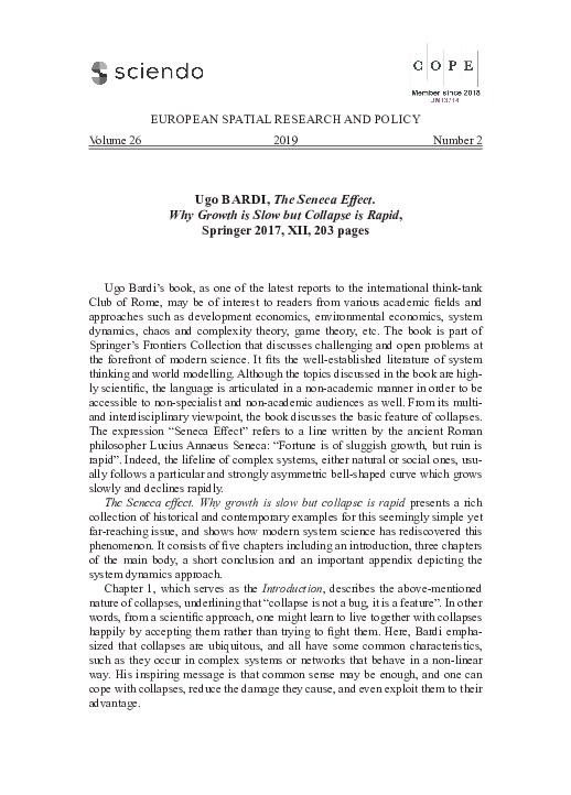 (PDF) Ugo BARDI, The Seneca Effect. Why Growth is Slow but Collapse is ...