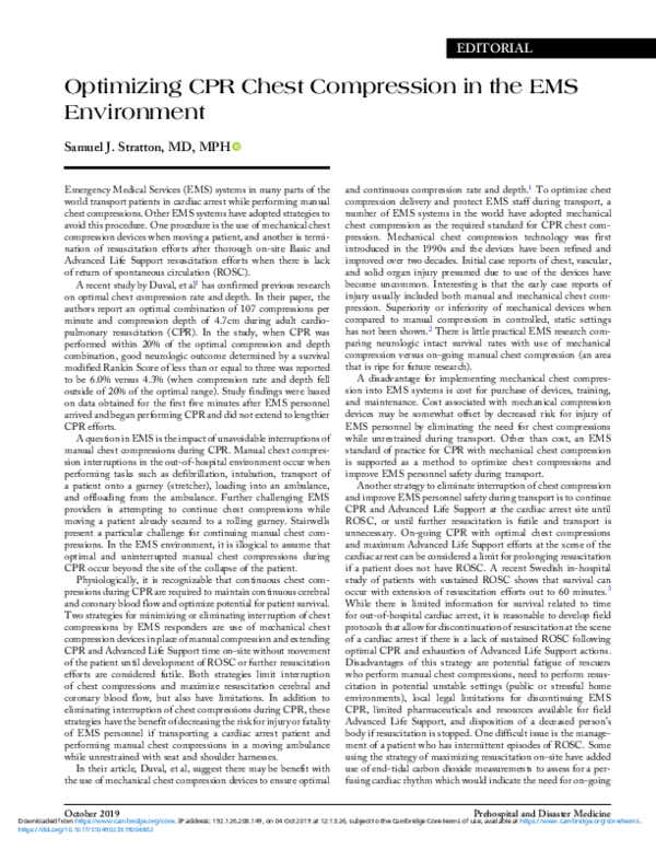 (PDF) Optimizing CPR Chest Compression in the EMS Environment
