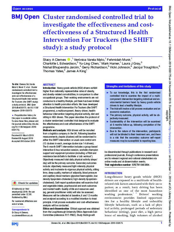 (PDF) Cluster randomised controlled trial to investigate the ...