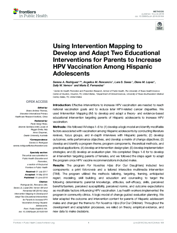 (PDF) Using Intervention Mapping to Develop and Adapt Two Educational ...