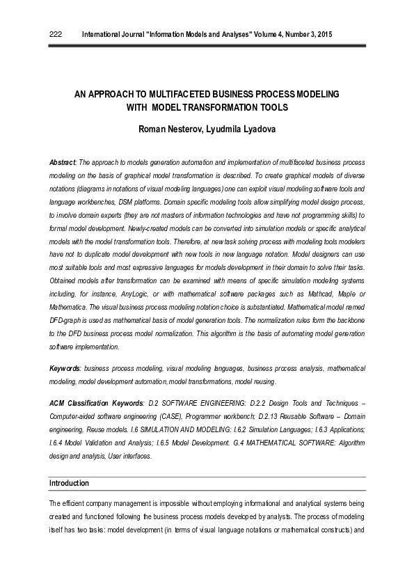 (PDF) An Approach to Multifaceted Business Process Modeling with Model ...