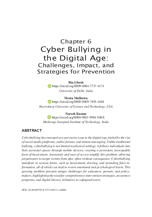 (PDF) Cyber Bullying in the Digital Age: Challenges, Impact, and ...