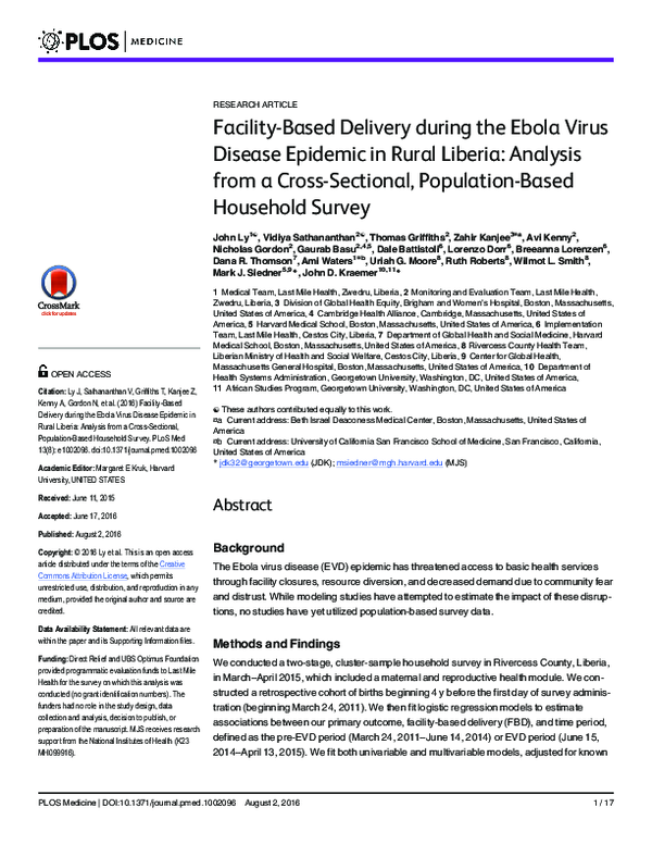 (PDF) Facility-Based Delivery during the Ebola Virus Disease Epidemic ...