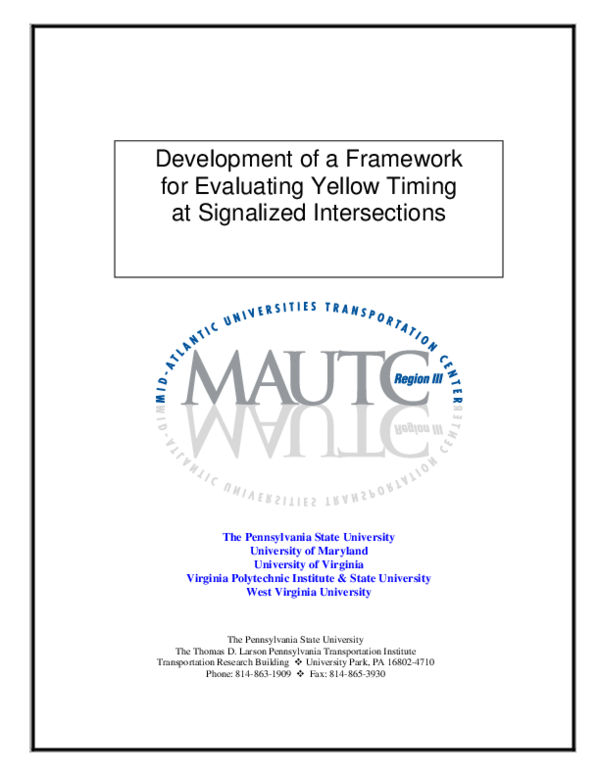 (PDF) Development of a Framework for Evaluating Yellow Timing at ...
