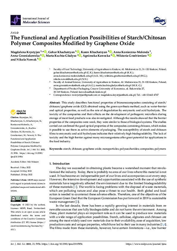 (PDF) The Functional and Application Possibilities of Starch/Chitosan ...