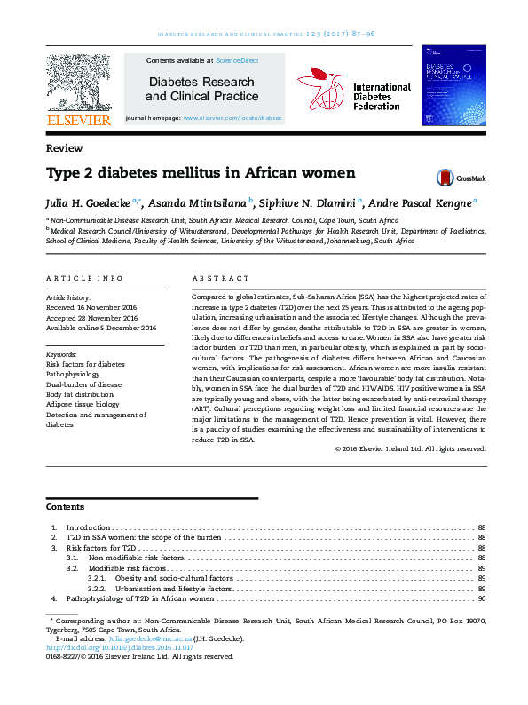 (PDF) Type 2 diabetes mellitus in African women
