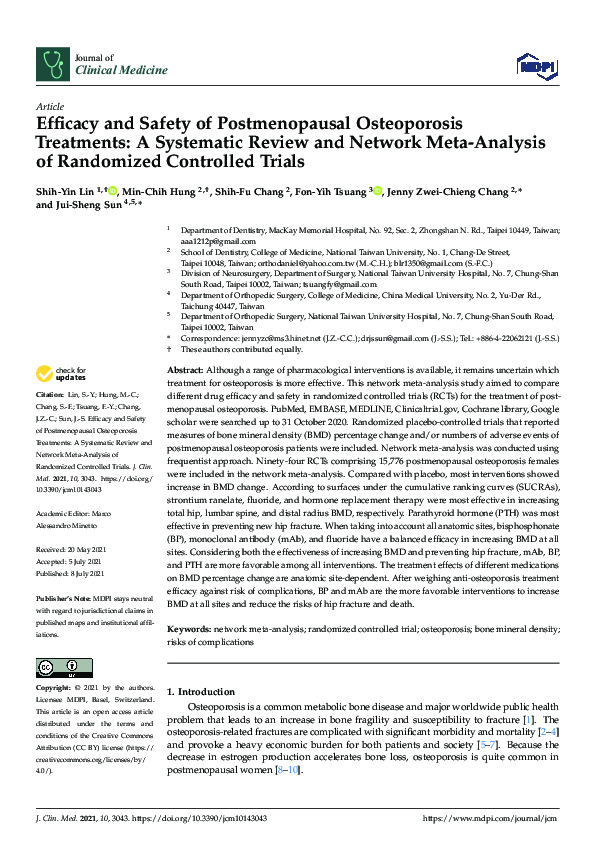 (PDF) Efficacy and Safety of Postmenopausal Osteoporosis Treatments: A ...