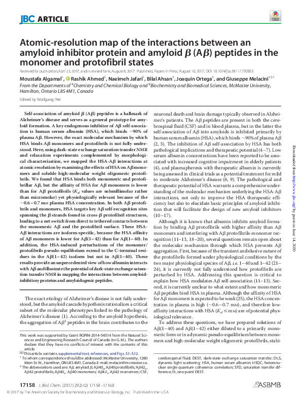 (PDF) Atomic-Resolution Map of the Interactions between an Amyloid ...
