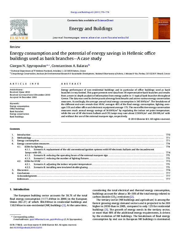 (PDF) Energy consumption and the potential of energy savings in ...