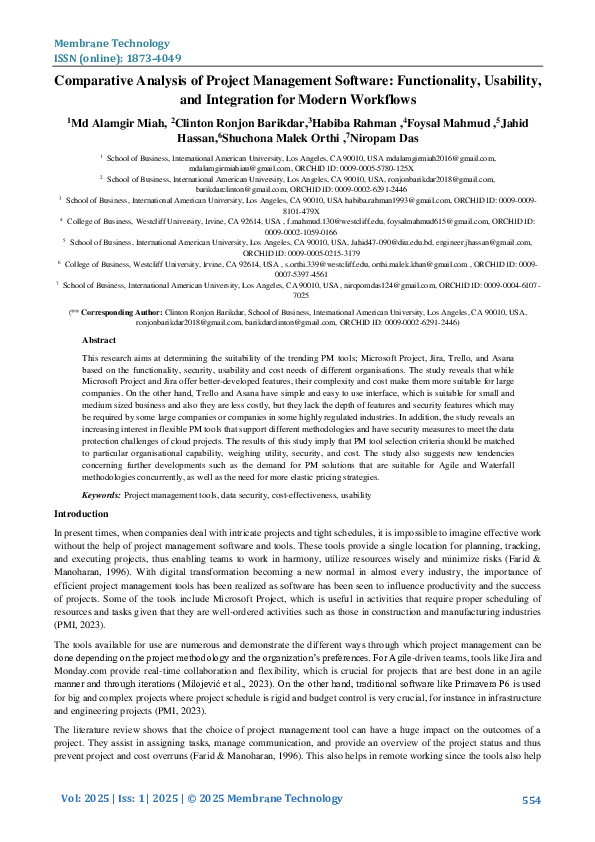 (PDF) Comparative Analysis of Project Management Software ...