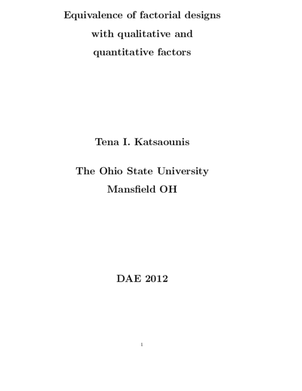(PDF) Equivalence of factorial designs with qualitative and ...