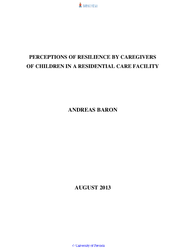(PDF) Perceptions of resilience by caregivers of children in a ...