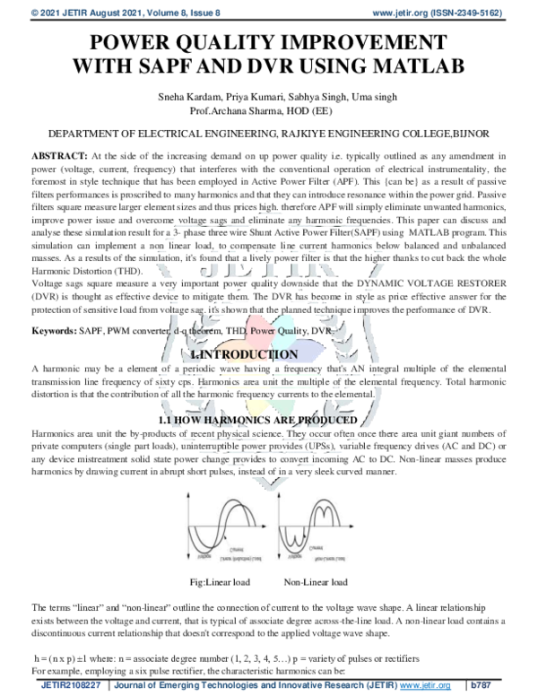 (PDF) Power Quality Improvement with Sapf and DVR Using Matlab