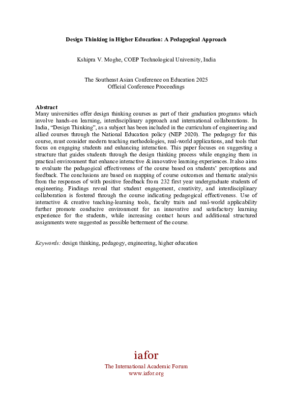 (PDF) Design Thinking in Higher Education: A Pedagogical Approach