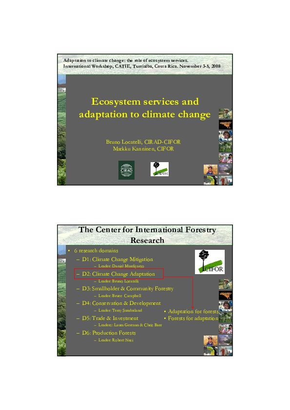 (PDF) Ecosystem services and adaptation to climate change
