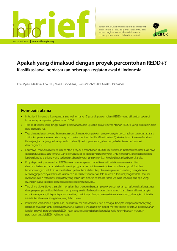 (PDF) Apakah yang dimaksud dengan proyek percontohan REDD+ ...