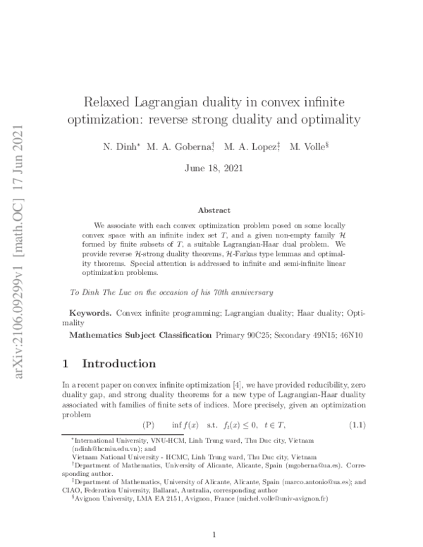 (PDF) Relaxed Lagrangian duality in convex infinite optimization ...