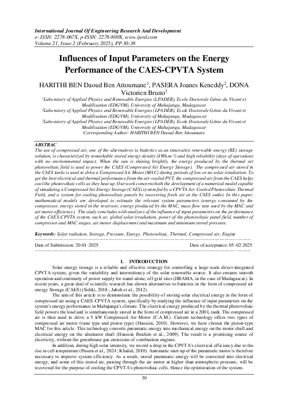 (PDF) Influences of Input Parameters on the Energy Performance of the ...
