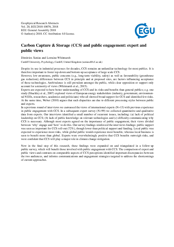 (PDF) Carbon Capture & Storage (CCS) and public engagement: expert and ...