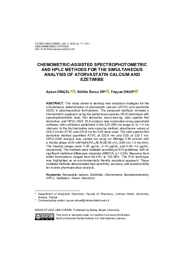 (PDF) CHEMOMETRIC-ASSISTED SPECTROPHOTOMETRIC AND HPLC METHODS FOR THE ...