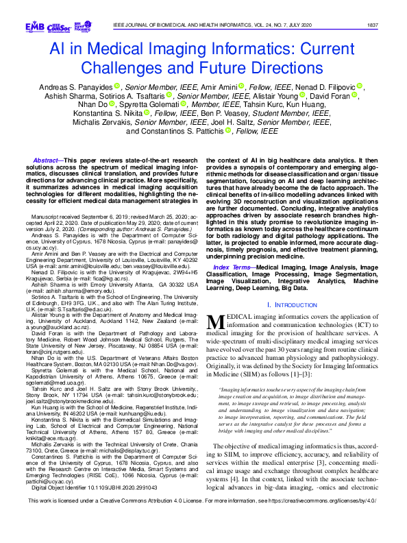 (PDF) AI in Medical Imaging Informatics: Current Challenges and Future ...
