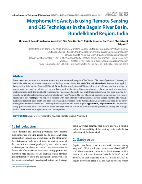 (PDF) Morphometric Analysis using Remote Sensing and GIS Techniques in ...