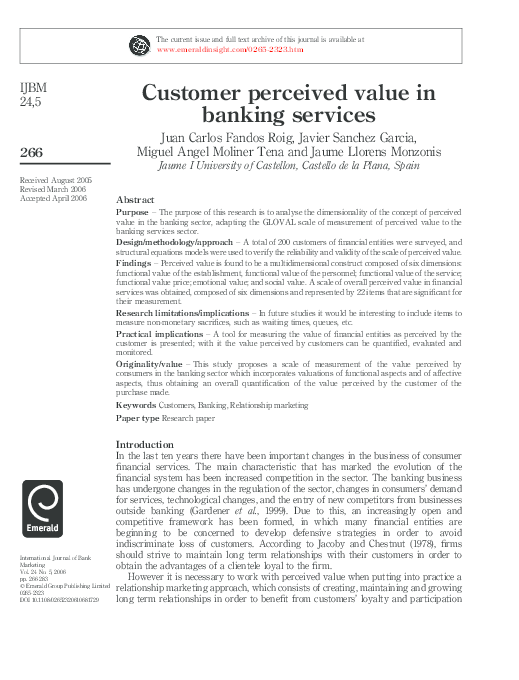 (PDF) Customer perceived value in banking services