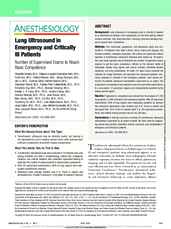 (PDF) Lung Ultrasound in Emergency and Critically Ill Patients