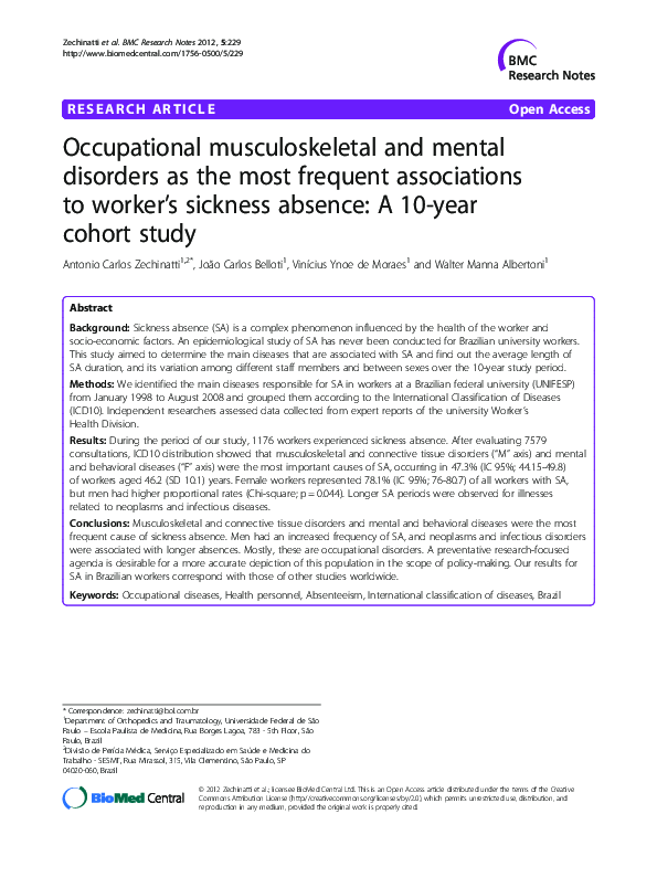 (PDF) Occupational musculoskeletal and mental disorders as the most ...