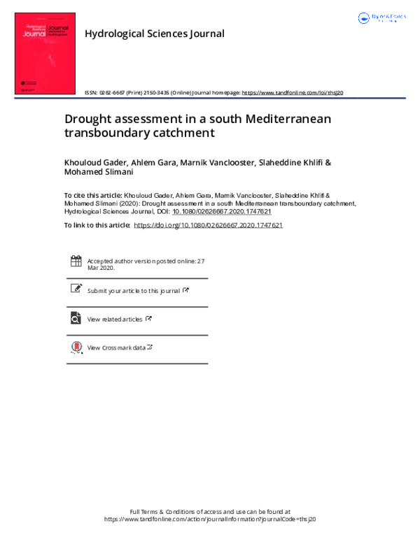 (PDF) Drought assessment in a south Mediterranean transboundary catchment