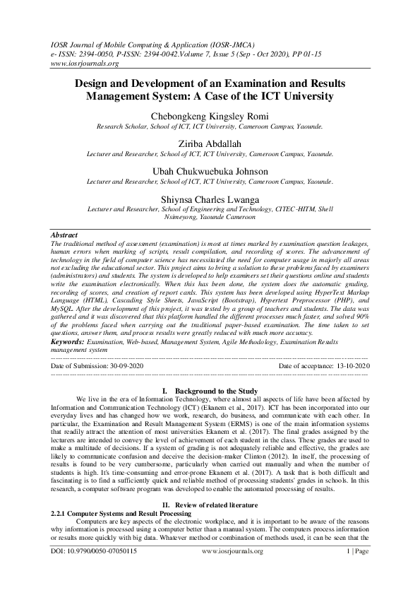 (PDF) Design and Development of an Examination and Results Management ...