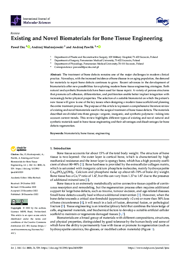(PDF) Existing and Novel Biomaterials for Bone Tissue Engineering