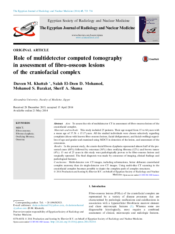 (PDF) Role of multidetector computed tomography in assessment of fibro ...