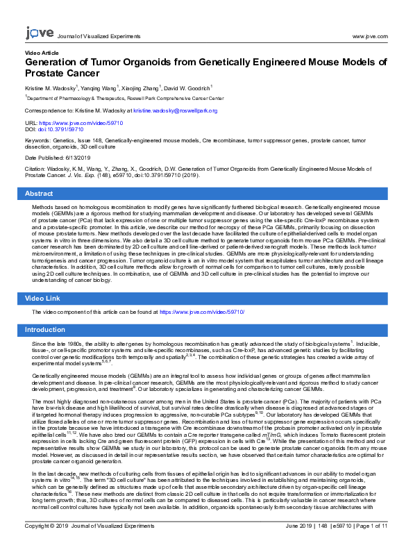 (PDF) Generation of Tumor Organoids from Genetically Engineered Mouse ...