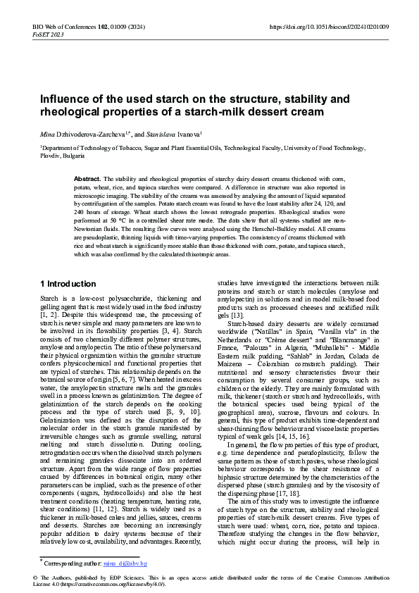 (PDF) Influence of the used starch on the structure, stability and ...