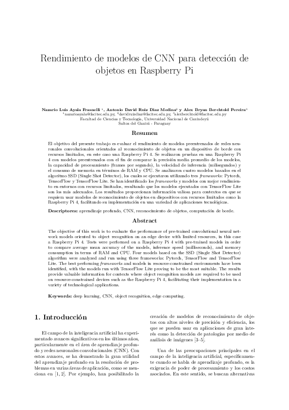 (PDF) Rendimiento de modelos de CNN para detección de objetos en ...