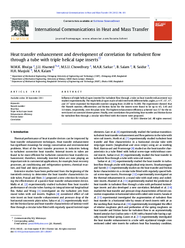 (PDF) Heat transfer enhancement and development of correlation for ...