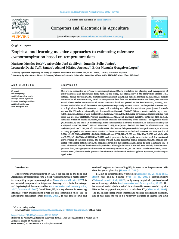 (PDF) Empirical and learning machine approaches to estimating reference ...