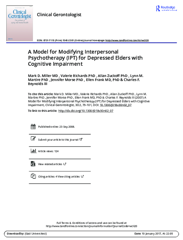 (PDF) A Model for Modifying Interpersonal Psychotherapy (IPT) for ...